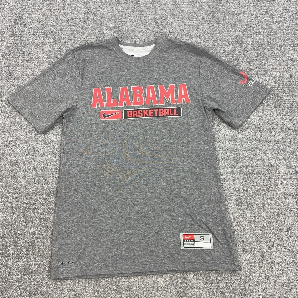 Alabama Crimson Tide Shirt Mens Small Gray NCAA Basketball Nike Dri-FIT Tee Top